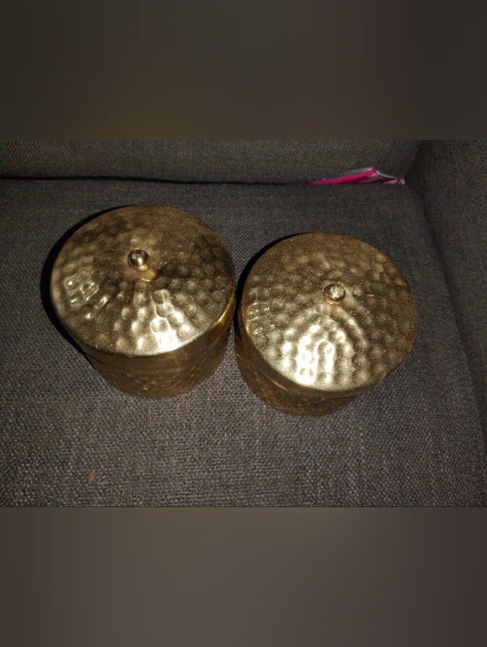 Hammered Brass Decorative Trinket Boxes - Gold